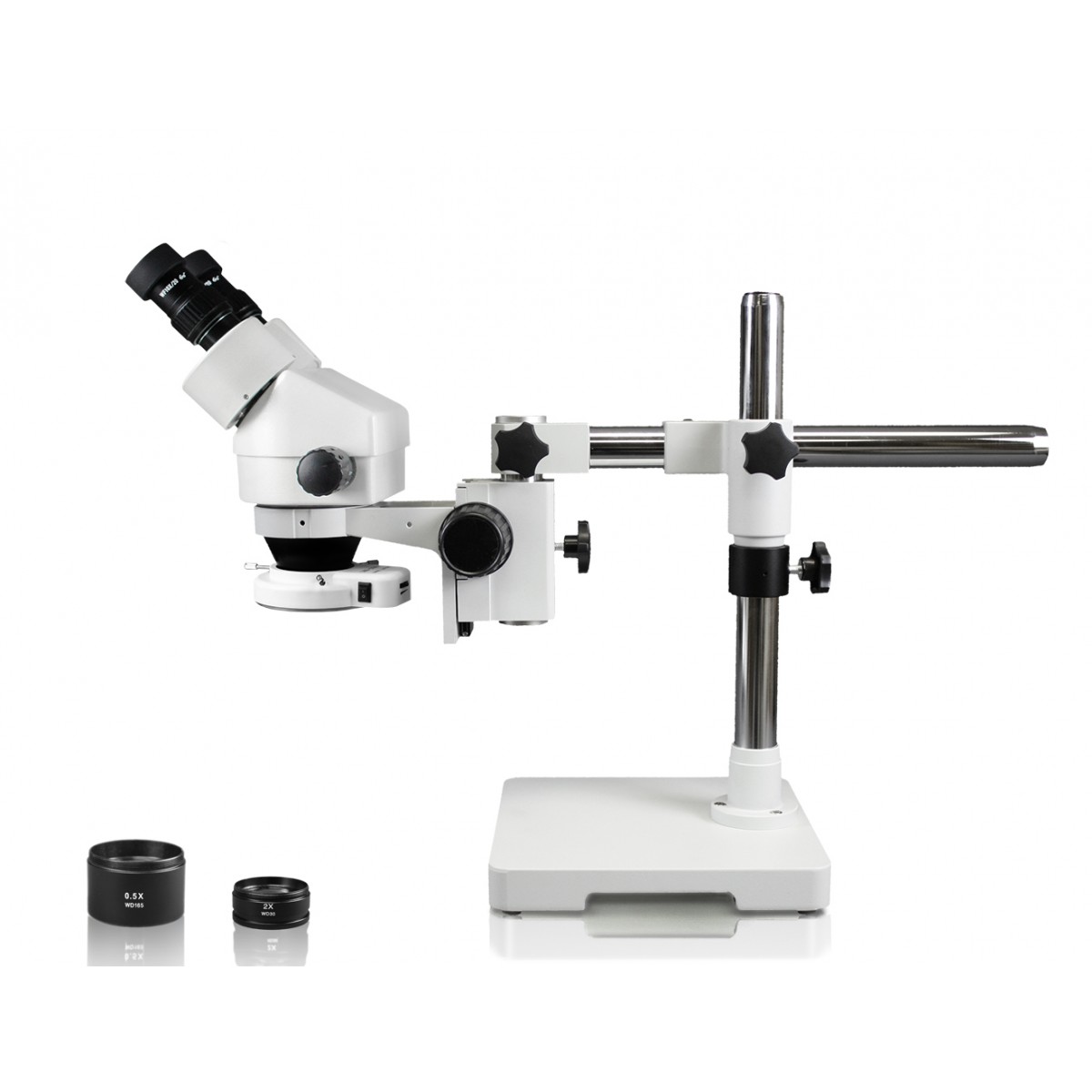VS-3EZ-IFR07 Binocular Zoom Stereo Microscope - 0.7X - 4.5X Zoom Range,  0.5X & 2.0X Auxiliary Lenses, 144-LED Ring Light