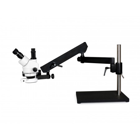 VS-9F-IFR07 Simul-Focal Trinocular Zoom Stereo Microscope - 0.7X - 4.5X Zoom Range, 144-LED Ring Light
