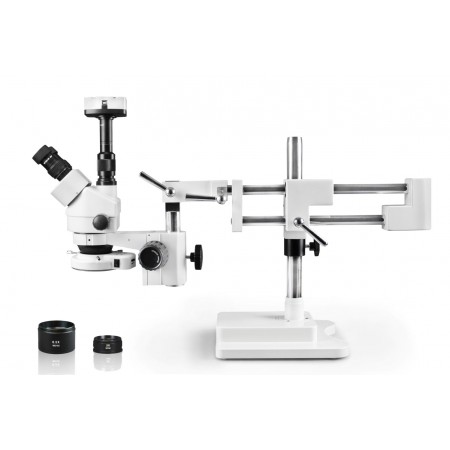 VS-5FZ-IFR07-10N Simul-Focal Trinocular Zoom Stereo Microscope - 0.7X - 4.5X Zoom Range, 0.5X & 2.0X Auxiliary Lenses, 144-LED Ring Light, 10MP Digital Eyepiece Camera