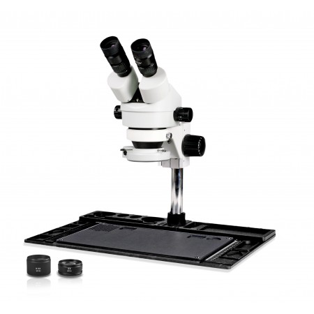 VS-10EZ-IFR07 Binocular Zoom Stereo Microscope - 0.7X - 4.5X Zoom Range, 0.5X & 2.0X Auxiliary Lenses, 144-LED Ring Light