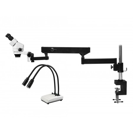 VS-8E-IHL20 Binocular Zoom Stereo Microscope - 0.7X - 4.5X Zoom Range, Dual Gooseneck LED Light