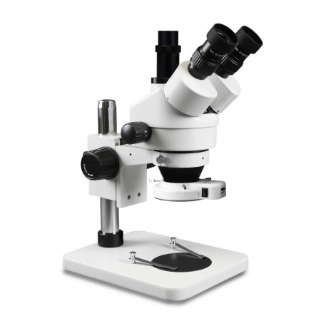 VS-1F-IFR07 Simul-Focal Trinocular Zoom Stereo Microscope - 0.7X-4.5X Zoom Range, 144-LED Ring Light
