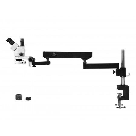 VS-8FZ-IFR07 Simul-Focal Trinocular Zoom Stereo Microscope - 0.7X - 4.5X Zoom Range, 0.5X & 2.0X Auxiliary Lenses, 144-LED Ring Light
