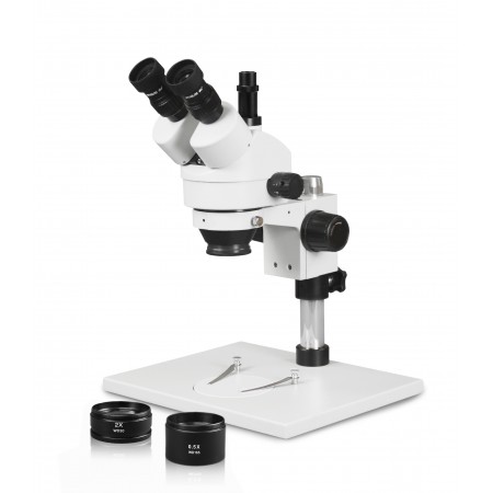 VS-1AFZ Simul-Focal Trinocular Zoom Stereo Microscope - 0.7X-4.5X Zoom Range, 0.5X & 2.0X Auxiliary Lenses