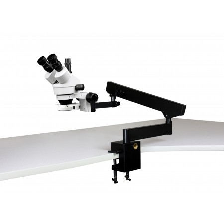 VS-7F-IFR07 Simul-Focal Trinocular Zoom Stereo Microscope - 0.7X - 4.5X Zoom Range, 144-LED Ring Light