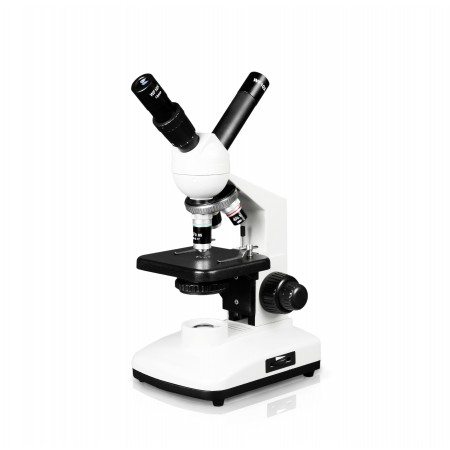 VIsion Scientific ME150 Dual View Compound Microscope, 10x WF & 20x WF Eyepieces, 40x—800x Magnification, LED Illumination with Control, Coaxial Coarse & Fine Focus, Plain Stage, Rechargeable Battery