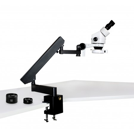 VS-7EZ-IFR07 Binocular Zoom Stereo Microscope - 0.7X - 4.5X Zoom Range, 0.5X & 2.0X Auxiliary Lense, 144-LED Ring Light