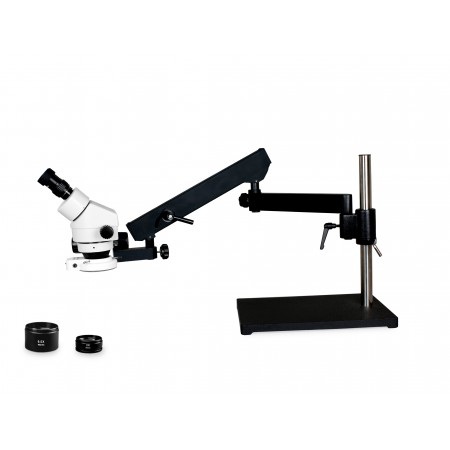 VS-9EZ-IFR07 Binocular Zoom Stereo Microscope - 0.7X - 4.5X Zoom Range, 0.5X & 2.0X Auxiliary Lenses, 144-LED Ring Light