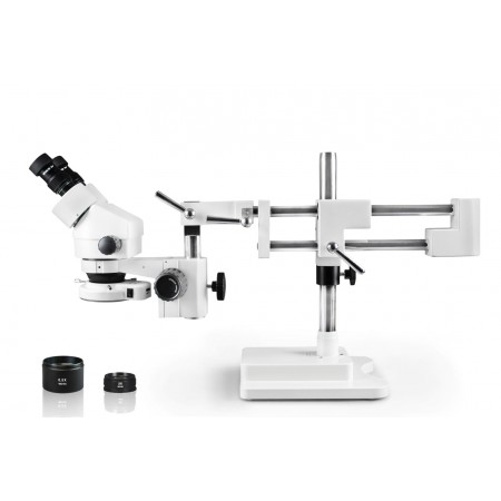 VS-5EZ-IFR07 Binocular Zoom Stereo Microscope - 0.7X - 4.5X Zoom Range, 0.5X & 2.0X Auxiliary Lenses, 144-LED Ring Light