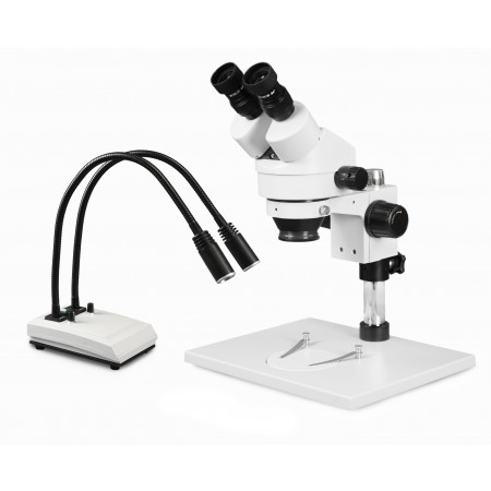 VS-1AE-IHL20 Binocular Zoom Stereo Microscope - 0.7X-4.5X Zoom Range, Dual Gooseneck LED Light