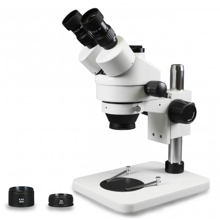 VS-1FZ Simul-Focal Trinocular Zoom Stereo Microscope - 0.7X-4.5X Zoom Range, 0.5X & 2.0X Auxiliary Lenses