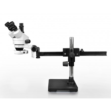 VS-2AF-IFR07 Simul-Focal Trinocular Zoom Stereo Microscope - 0.7X-4.5X Zoom Range, 144-LED Ring Light