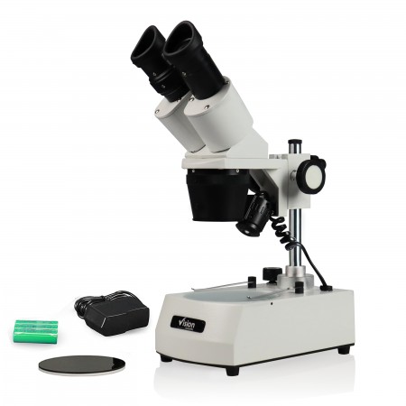 VMS0002-RC-13 Binocular Stereo Microscope, 10X & 30X Magnification, Rechargeable Cordless LED Illumination