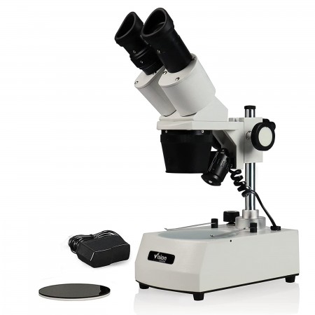 VMS0002-LD-12 Binocular Stereo Microscope, 10X & 20X Magnification, Corded LED Illumination