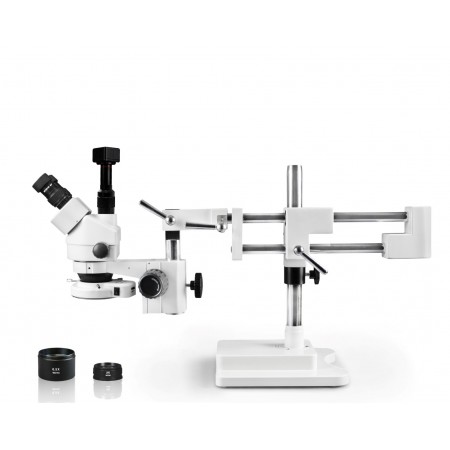 VS-5FZ-IFR07-5N Simul-Focal Trinocular Zoom Stereo Microscope - 0.7X - 4.5X Zoom Range, 0.5X & 2.0X Auxiliary Lenses, 144-LED Ring Light, 5MP Digital CMOS Camera