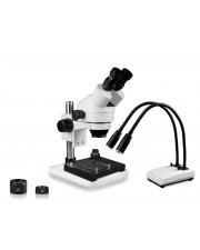 VS-1EZ-IHL20-MS Binocular Zoom Stereo Microscope - 0.7X-4.5X Zoom Range, 0.5X & 2.0X Auxiliary Lenses, Mechanical Stage, Dual Gooseneck LED Light 
