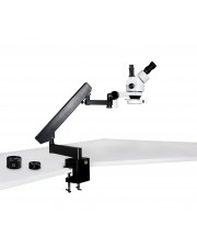 VS-7FZ-IFR07 Simul-Focal Trinocular Zoom Stereo Microscope - 0.7X - 4.5X Zoom Range, 0.5X & 2.0X Auxiliary Lenses, 144-LED Ring Light 