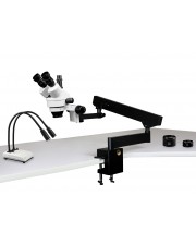 VS-7FZ-IHL20 Simul-Focal Trinocular Zoom Stereo Microscope - 0.7X - 4.5X Zoom Range, 0.5X & 2.0X Auxiliary Lenses, Dual Gooseneck LED Light 
