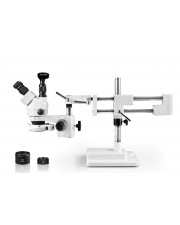VS-5FZ-IFR07-3N Simul-Focal Trinocular Zoom Stereo Microscope - 0.7X - 4.5X Zoom Range, 0.5X & 2.0X Auxiliary Lenses, 144-LED Ring Light, 3MP Digital Eyepiece Camera 