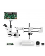 VS-5FZ-IFR07-RET11.6 Simul-Focal Trinocular Zoom Stereo Microscope - 0.7X - 4.5X Zoom Range, 0.5X & 2.0X Auxiliary Lenses, 144-LED Ring Light, 11.6" HD Retina Screen With 5MP Camera 