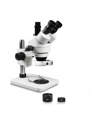 VS-1FZ-IFR07 Simul-Focal Trinocular Zoom Stereo Microscope - 0.7X-4.5X Zoom Range, 0.5X & 2.0X Auxiliary Lenses, 144-LED Ring Light 