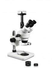 VS-1FZ-IFR07-10N Simul-Focal Trinocular Zoom Stereo Microscope - 0.7X-4.5X Zoom Range, 0.5X & 2.0X Auxiliary Lenses, 144-LED Ring Light, 10MP Digital Eyepiece Camera 