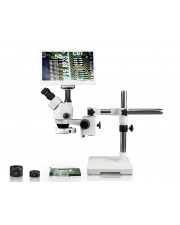 VS-3FZ-IFR07-RET11.6 Simul-Focal Trinocular Zoom Stereo Microscope - 0.7X - 4.5X Zoom Range, 0.5X & 2.0X Auxiliary Lenses, 144-LED Ring Light, 11.6" HD Retina Screen With 5MP Camera 