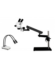 VS-9F-IHL20 Simul-Focal Trinocular Zoom Stereo Microscope - 0.7X - 4.5X Zoom Range, Dual Gooseneck LED Light 
