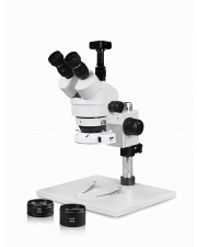 VS-1AFZ-IFR07-5607NS Simul-Focal Trinocular Zoom Stereo Microscope - 0.7X-4.5X Zoom Range, 0.5X & 2.0X Auxiliary Lenses, 144-LED Ring Light, 16MP Digital Camera 