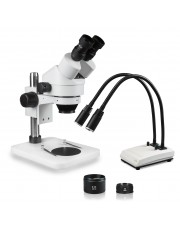 VS-1EZ-IHL20 Binocular Zoom Stereo Microscope - 0.7X-4.5X Zoom Range, 0.5X & 2.0X Auxiliary Lenses, Dual Gooseneck LED Light 