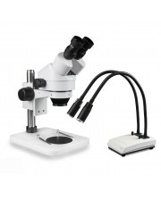 VS-1E-IHL20 Binocular Zoom Stereo Microscope - 0.7X-4.5X Zoom Range, Dual Gooseneck LED Light 