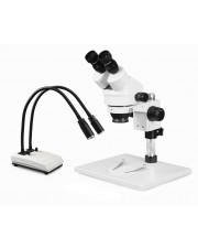 VS-1AE-IHL20 Binocular Zoom Stereo Microscope - 0.7X-4.5X Zoom Range, Dual Gooseneck LED Light 
