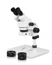 VS-1AEZ-IFR07 Binocular Zoom Stereo Microscope - 0.7X-4.5X Zoom Range, 0.5X & 2.0X Auxiliary Lenses, 144-LED Ring Light 