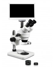VS-1FZ-IFR07-RET11.6 Simul-Focal Trinocular Zoom Stereo Microscope - 0.7X-4.5X Zoom Range, 0.5X & 2.0X Auxiliary Lenses, 144-LED Ring Light, 11.6" HD Retina Screen with 5MP Camera 