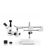 VS-5FZ-IFR07-5N Simul-Focal Trinocular Zoom Stereo Microscope - 0.7X - 4.5X Zoom Range, 0.5X & 2.0X Auxiliary Lenses, 144-LED Ring Light, 5MP Digital CMOS Camera 